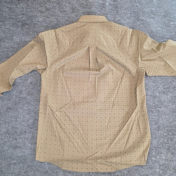 NWT Wrangler Classic Shirt Medium Tan Geometric Relaxed Long Sleeve Button Down - Picture 6 of 13